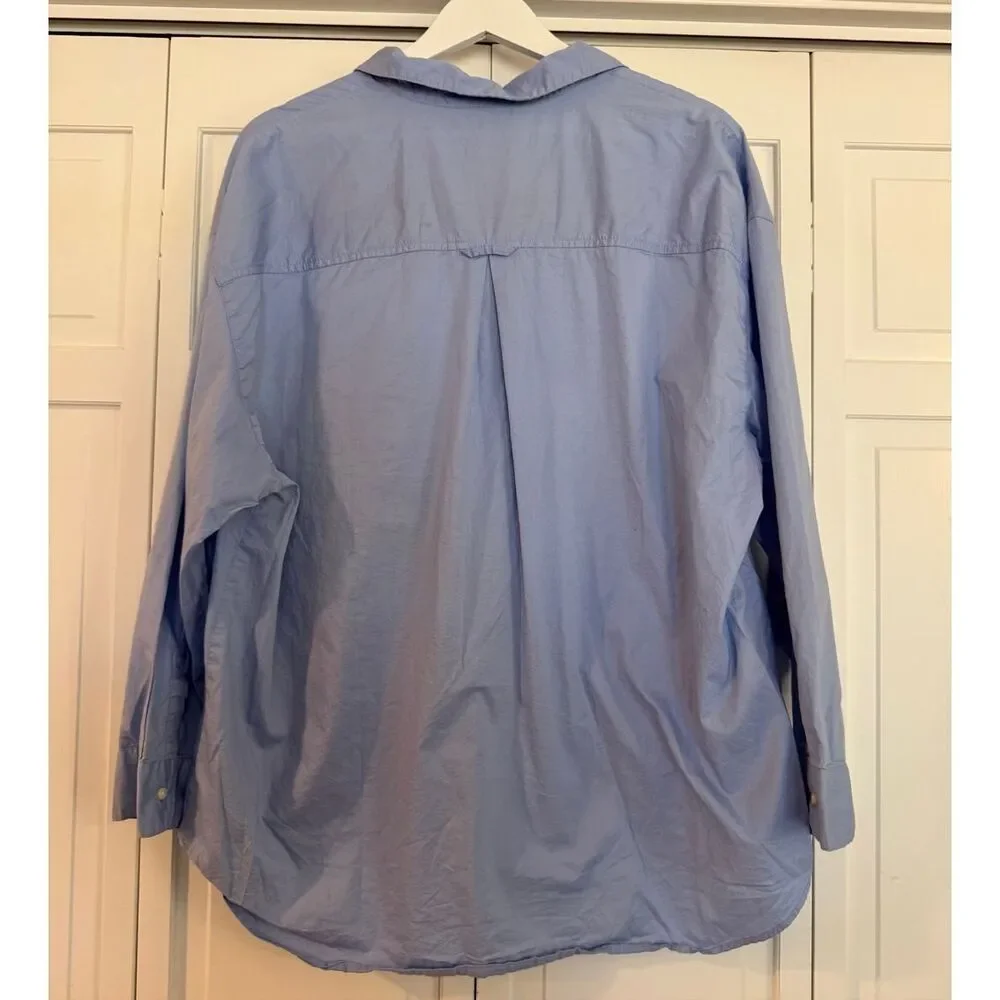 Old Navy blue oversized boyfriend button down size large - Picture 6 of 8